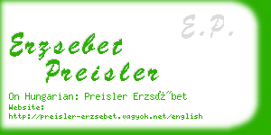 erzsebet preisler business card